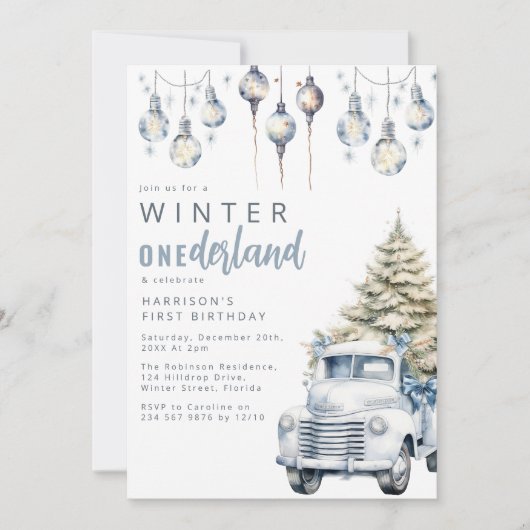 Whimsical Winter Nederland Eerste Verjaardagsfeest Kaart (Voorkant)