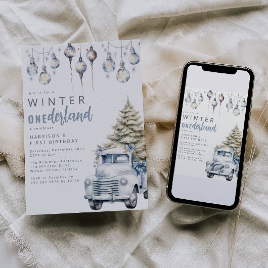 Whimsical Winter Nederland Eerste Verjaardagsfeest Kaart