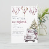 Whimsical Winter Nederland Eerste Verjaardagsfeest Kaart (Staand voorkant)
