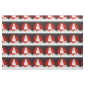 Whimsical Winter Night Snowman op rode achtergrond Stof (Fat Quarter)