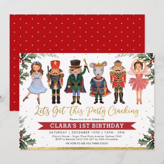 Whimsical Winter Nutcracker Kids Birthday Kaart (Voorkant / Achterkant)