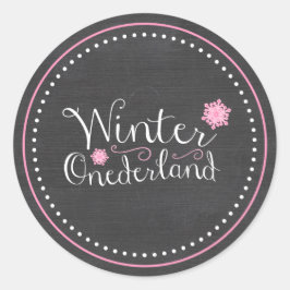 Whimsical Winter Onederland 1e Verjaardag Ronde Sticker