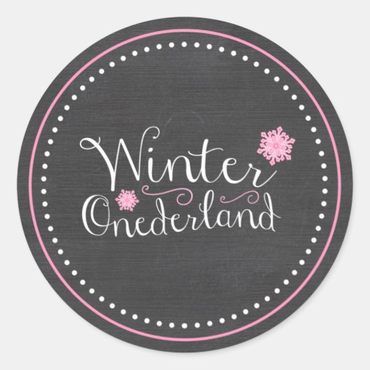 Whimsical Winter Onederland 1e Verjaardag Ronde Sticker (Voorkant)