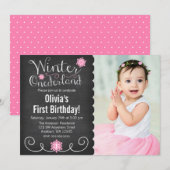 Whimsical Winter Onederland Foto: eerste verjaarda Kaart (Voorkant / Achterkant)