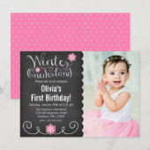 Whimsical Winter Onederland Foto: eerste verjaarda Kaart (Voorkant / Achterkant)