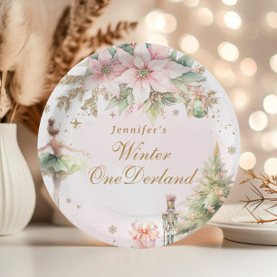 Whimsical Winter Onederland Pastel roze verjaardag Papieren Bordje