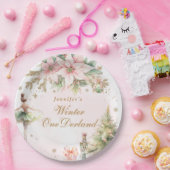 Whimsical Winter Onederland Pastel roze verjaardag Papieren Bordje (Feest)