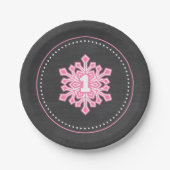 Whimsical Winter Onederland Snowflake Birthday Pin Papieren Bordje (Voorkant)