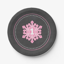 Whimsical Winter Onederland Snowflake Birthday Pin Papieren Bordje