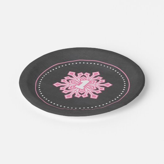 Whimsical Winter Onederland Snowflake Birthday Pin Papieren Bordje (Gekanteld)