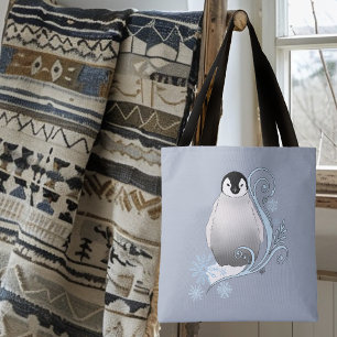 Whimsical Winter Pinguïn Art Nouveau Sneeuwvlokken Tote Bag