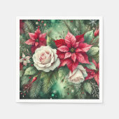 Whimsical Winter Poinsettia Evergreen Découpage Servet (Voorkant)