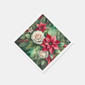 Whimsical Winter Poinsettia Evergreen Découpage Servet (Hoek)