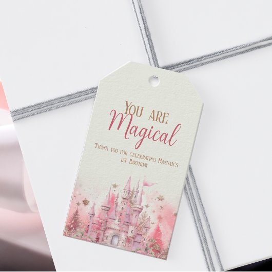 Whimsical Winter Prinses Sprookje Eerste Verjaarda Cadeaulabel