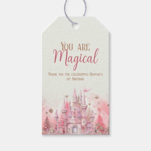 Whimsical Winter Prinses Sprookje Eerste Verjaarda Cadeaulabel (Voorkant)