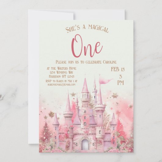 Whimsical Winter Prinses Sprookje Eerste Verjaarda Kaart (Voorkant)