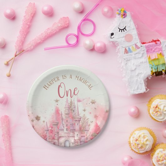 Whimsical Winter Prinses Sprookje Eerste Verjaarda Papieren Bordje (Feest)