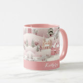 Whimsical Winter Roze Dorp Kerst Mok (Voorkant rechts)