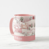 Whimsical Winter Roze Dorp Kerst Mok (Voorkant links)