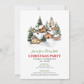 Whimsical winter scene Christmas party invite Kaart (Voorkant)