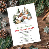 Whimsical winter scene Christmas party invite Kaart