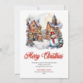 Whimsical winter scene editable greeting card feestdagenkaart (Voorkant)