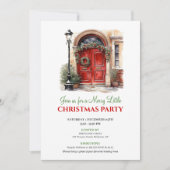 Whimsical Winter scene holiday party invitation Kaart (Voorkant)