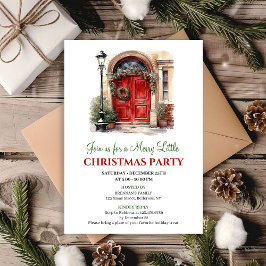 Whimsical Winter scene holiday party invitation Kaart