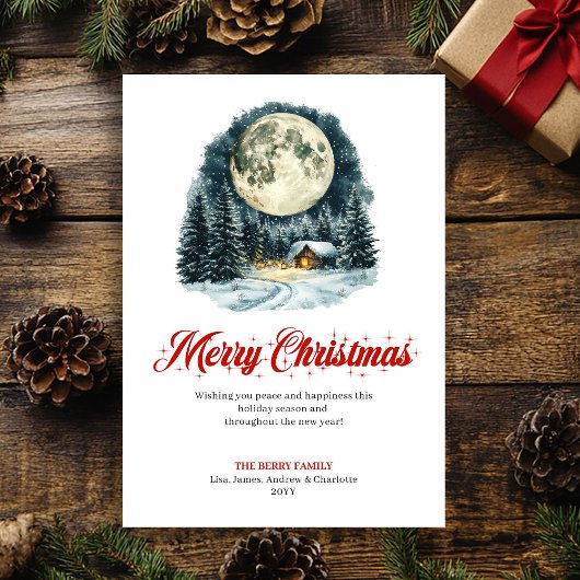 Whimsical Winter Scene Red Green Greeting Card Feestdagenkaart