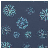 Whimsical Winter Snowflake Pattern Navy Light Blue Stof (Close Up)