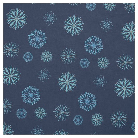 Whimsical Winter Snowflake Pattern Navy Light Blue Stof (Swatch)