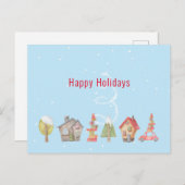 Whimsical Winter Street Feestdagenkaart (Voorkant / Achterkant)