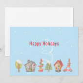 Whimsical Winter Street Feestdagenkaart (Voorkant / Achterkant)