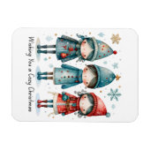 Whimsical Winter Trio- 3 Kids in Blue & Red Coats Magneet (Horizontaal)