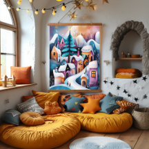 Whimsical Winter Village Illustratie