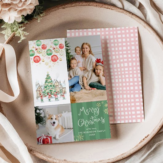 Whimsical Winter Village Merry Christmas 2 Foto Feestdagenkaart