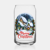 Whimsical Winter Village Snow Wereldbol Blikvorm Glas (Achterkant)