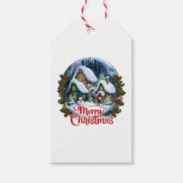 Whimsical Winter Village Snow Wereldbol Cadeaulabel