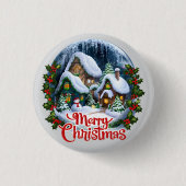 Whimsical Winter Village Snow Wereldbol Ronde Button 3,2 Cm (Voorkant)