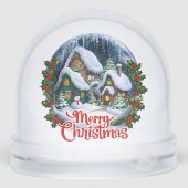 Whimsical Winter Village Snow Wereldbol Sneeuwbol (Achterkant)