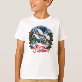 Whimsical Winter Village Snow Wereldbol T-shirt