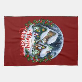 Whimsical Winter Village Snow Wereldbol Theedoek