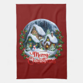 Whimsical Winter Village Snow Wereldbol Theedoek (Verticaal)