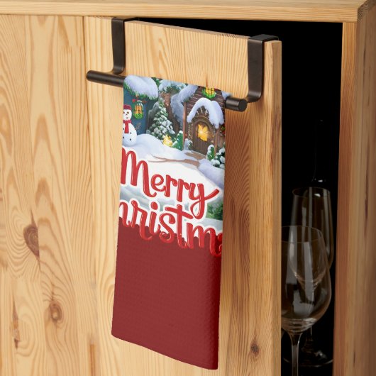 Whimsical Winter Village Snow Wereldbol Theedoek (Derde Gevouwen)