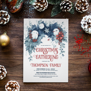 Whimsical Winter Vogels Kerstmis Feest Kaart