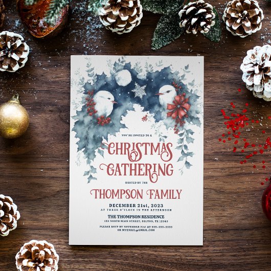 Whimsical Winter Vogels Kerstmis Feest Kaart