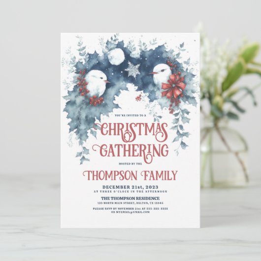 Whimsical Winter Vogels Kerstmis Feest Kaart (Staand voorkant)