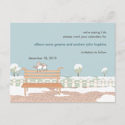 Whimsical Winter Wedding Save the Date Briefkaart (Voorkant)