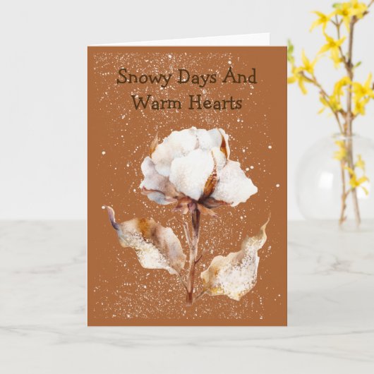 Whimsical Winter Wishes Snowy Greeting Card Kaart (Gele Bloem)