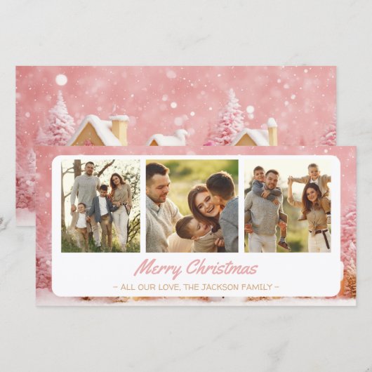 Whimsical Winter Wonderland 3 Foto Kerst Kaart (Voorkant / Achterkant)